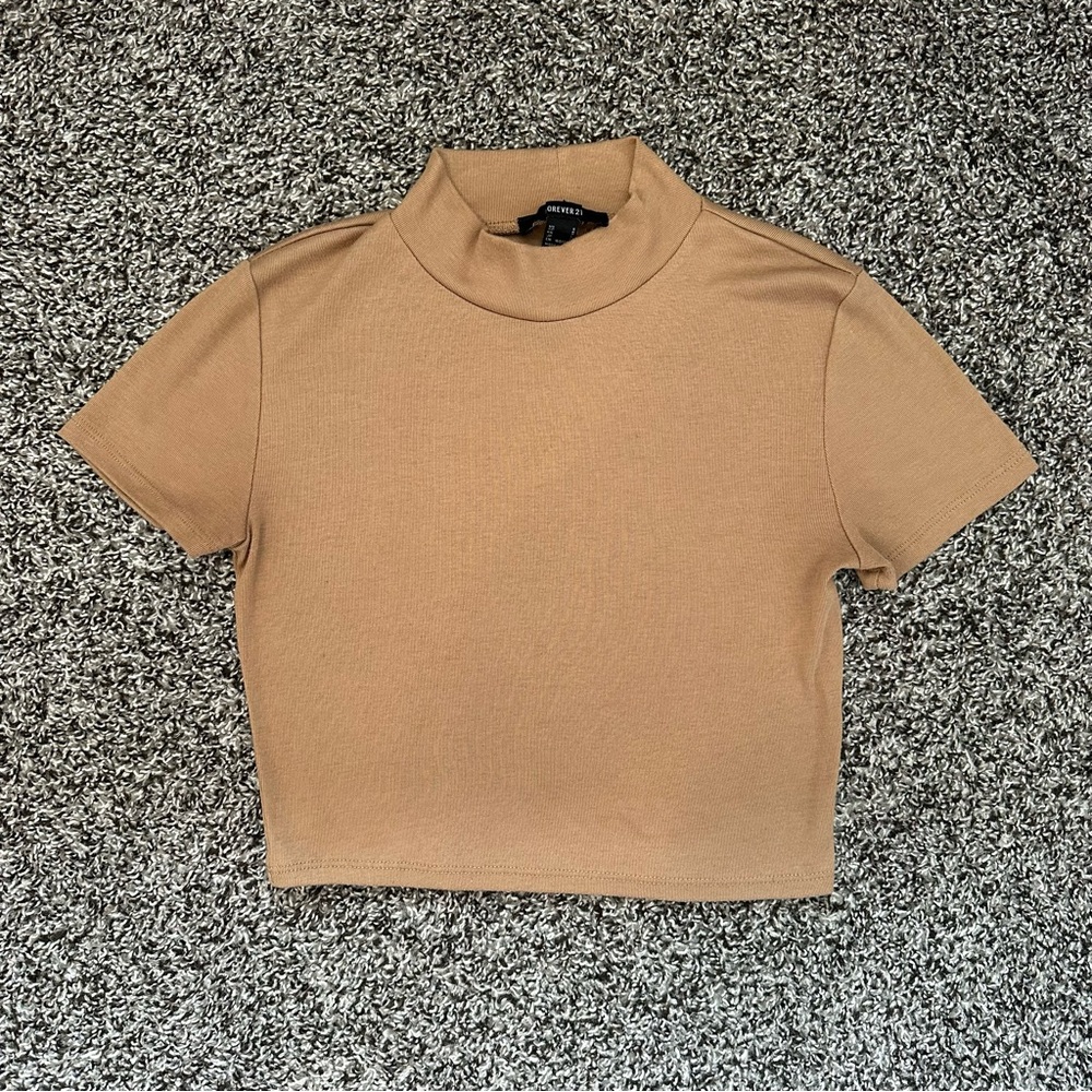 Tan Mock Neck Women's Top